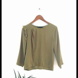 BCBGMaxazria Asymmetric Ruffle high-low Top Small